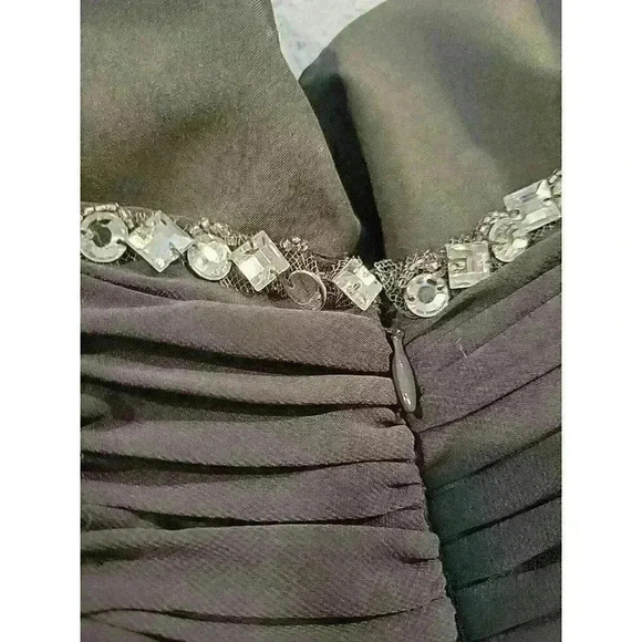 Mori Lee Grey Chiffon Dress Sz 12 NWT Homecoming Bridal Formal Strapless Mini - Picture 6 of 8